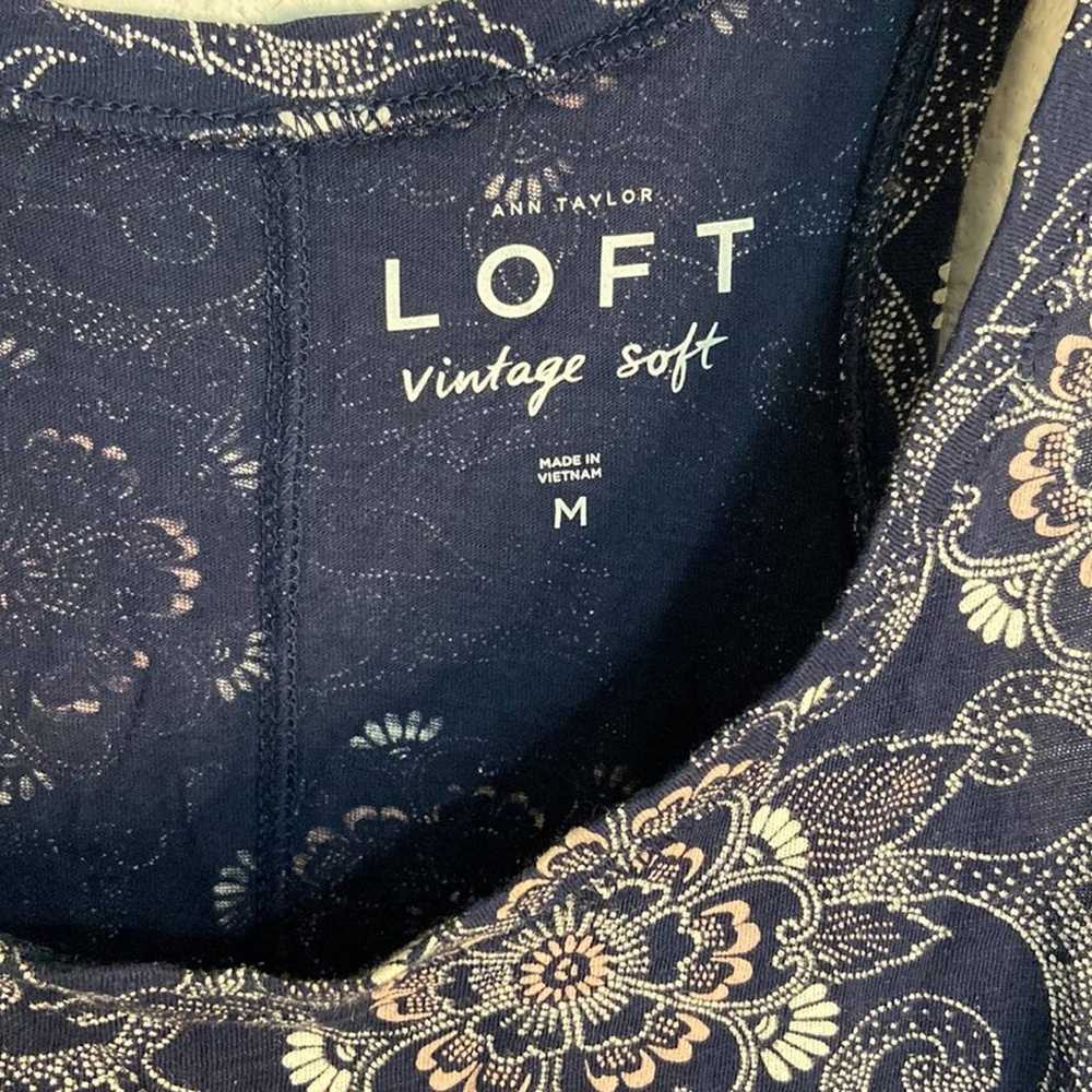 Loft NWOT Vintage Soft Tank navy blue floral - image 2