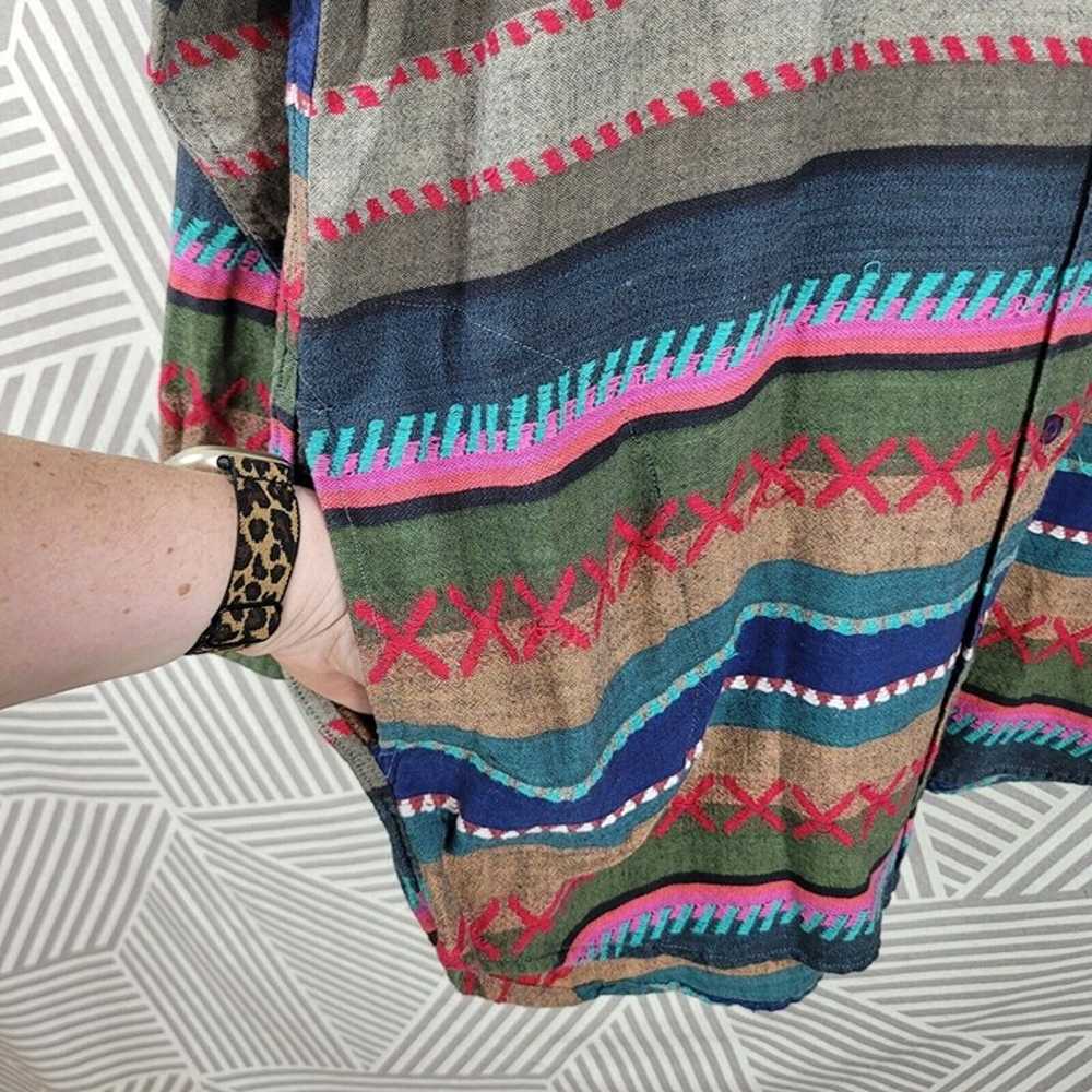 Vintage 90s Top Shirt Button Up Size Medium Aztec… - image 4