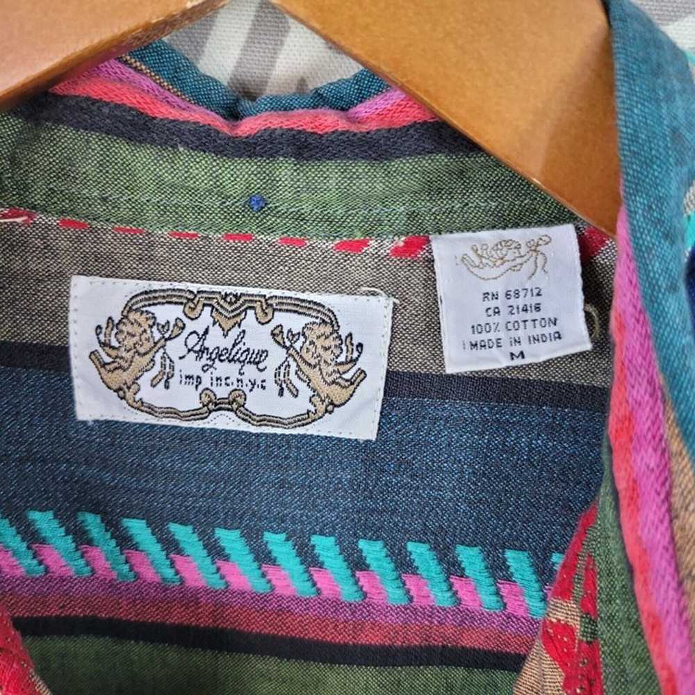 Vintage 90s Top Shirt Button Up Size Medium Aztec… - image 6