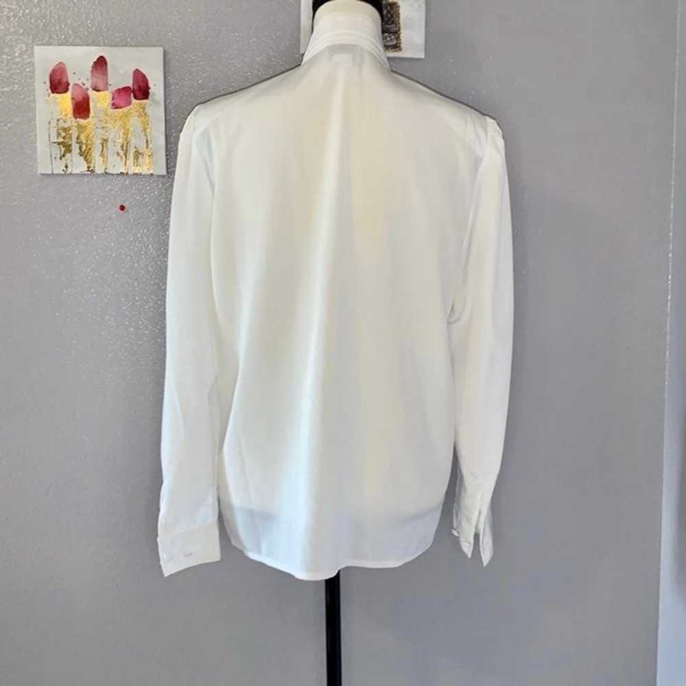 Joanna Vintage White pleated long sleeve Button D… - image 6