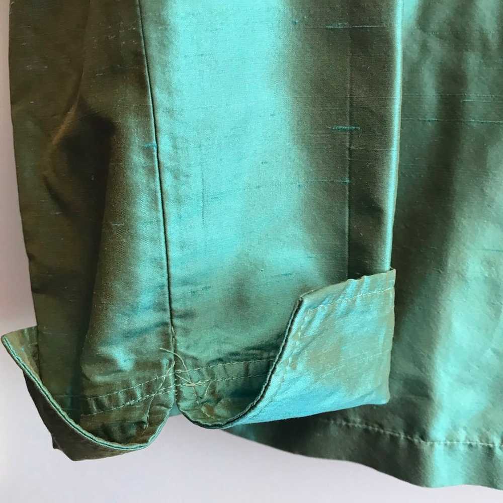 Vintage Norm Thompson Blazer Green 100% Silk Jack… - image 5