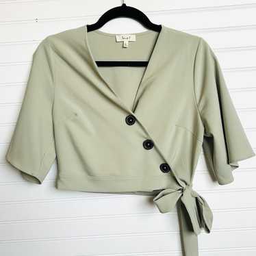 Love J - Vintage Crop Top Crisscross Button Tie - image 1