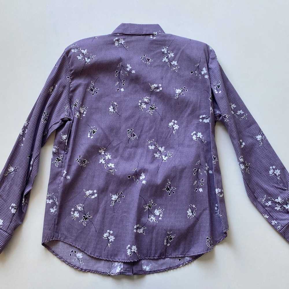 Vintage Tapestry Purple Plaid Floral Button Up Lo… - image 3