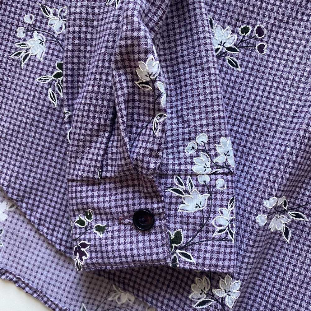 Vintage Tapestry Purple Plaid Floral Button Up Lo… - image 5