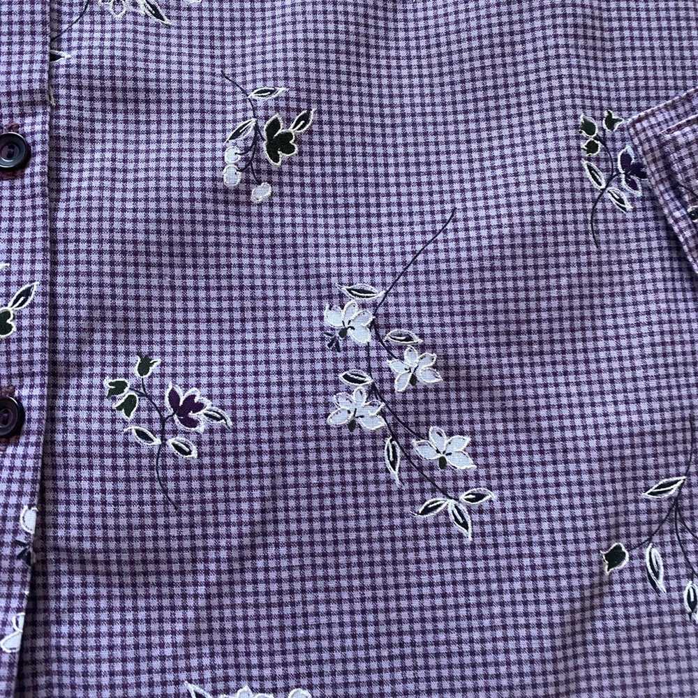 Vintage Tapestry Purple Plaid Floral Button Up Lo… - image 6