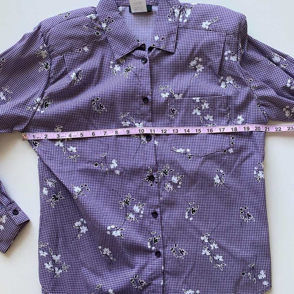 Vintage Tapestry Purple Plaid Floral Button Up Lo… - image 7