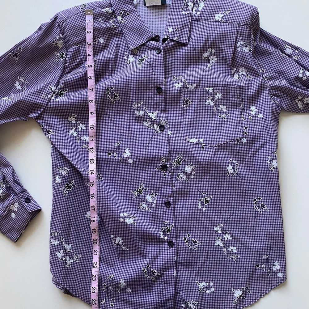 Vintage Tapestry Purple Plaid Floral Button Up Lo… - image 8