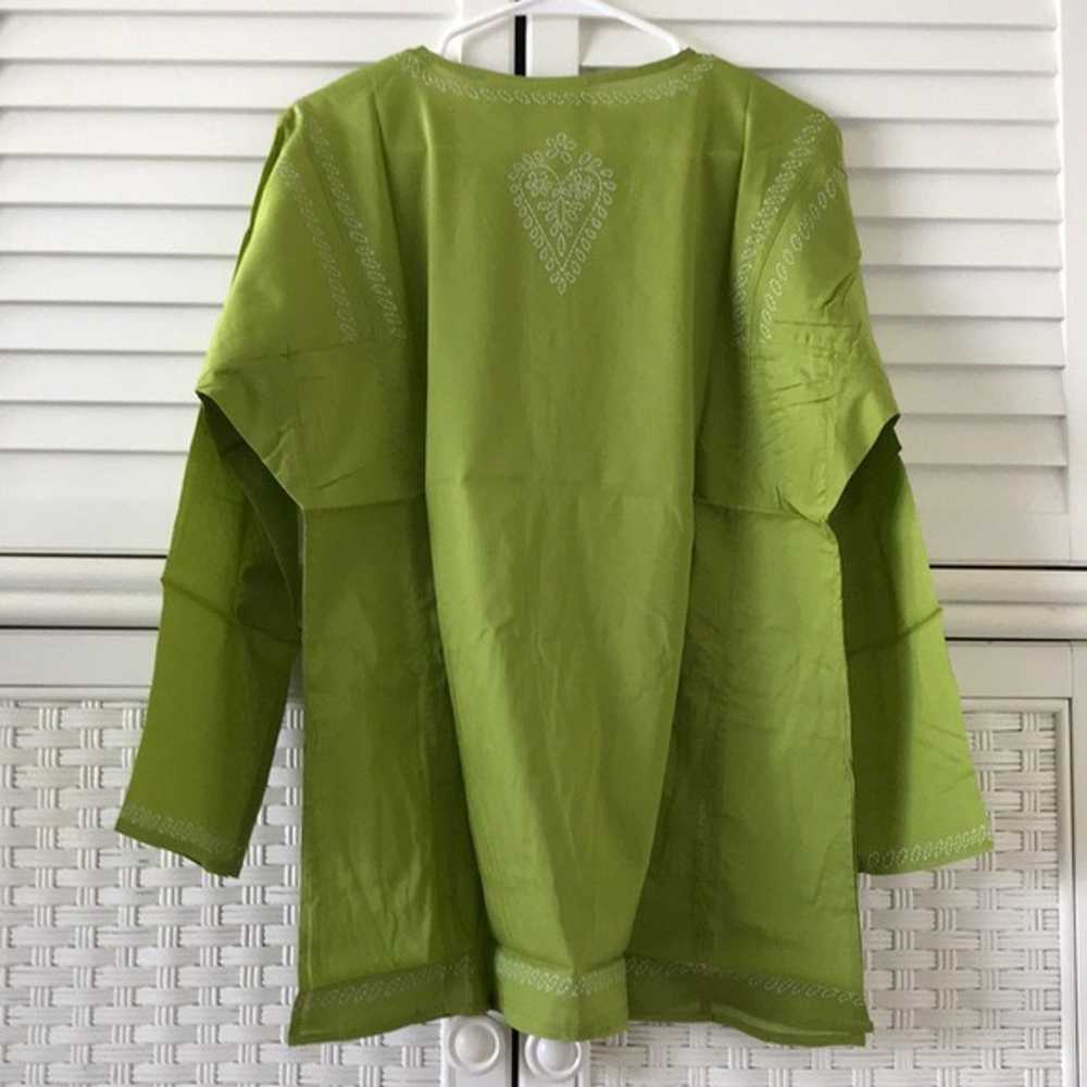 Sun streak Newport News green tunic top medium NE… - image 2