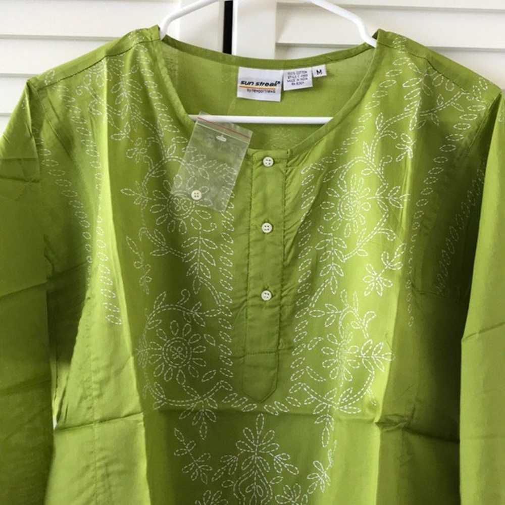 Sun streak Newport News green tunic top medium NE… - image 3