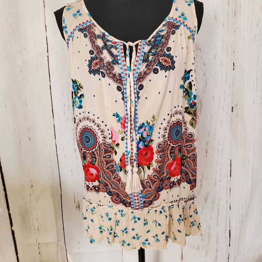 Bila Vintage Floral Print Sleeveless Boho Chic St… - image 1