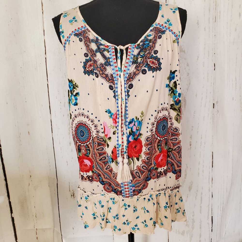 Bila Vintage Floral Print Sleeveless Boho Chic St… - image 6