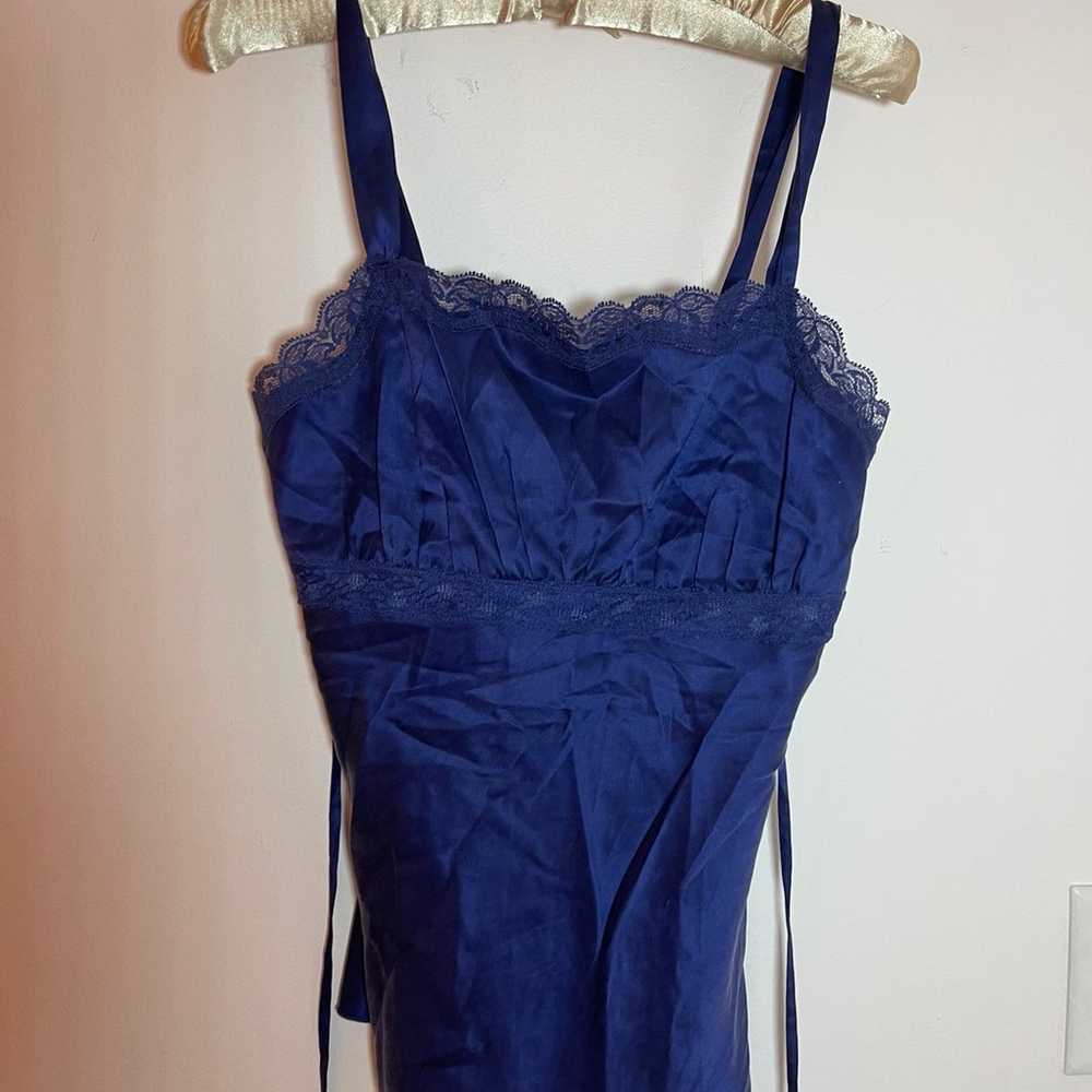 the limited vintage top size M blue with tie on b… - image 2