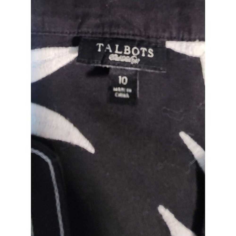 Talbots Womens Top Sz 10 Black White BAMBOO Embro… - image 2