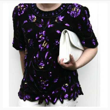 Vintage Stenay Formal black & purple seq - image 1