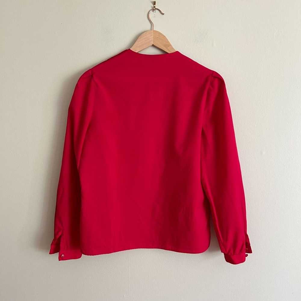 Vintage 80's Cherry Red Long Sleeve Blouse - image 10