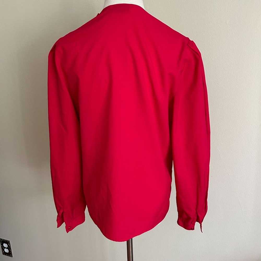 Vintage 80's Cherry Red Long Sleeve Blouse - image 3