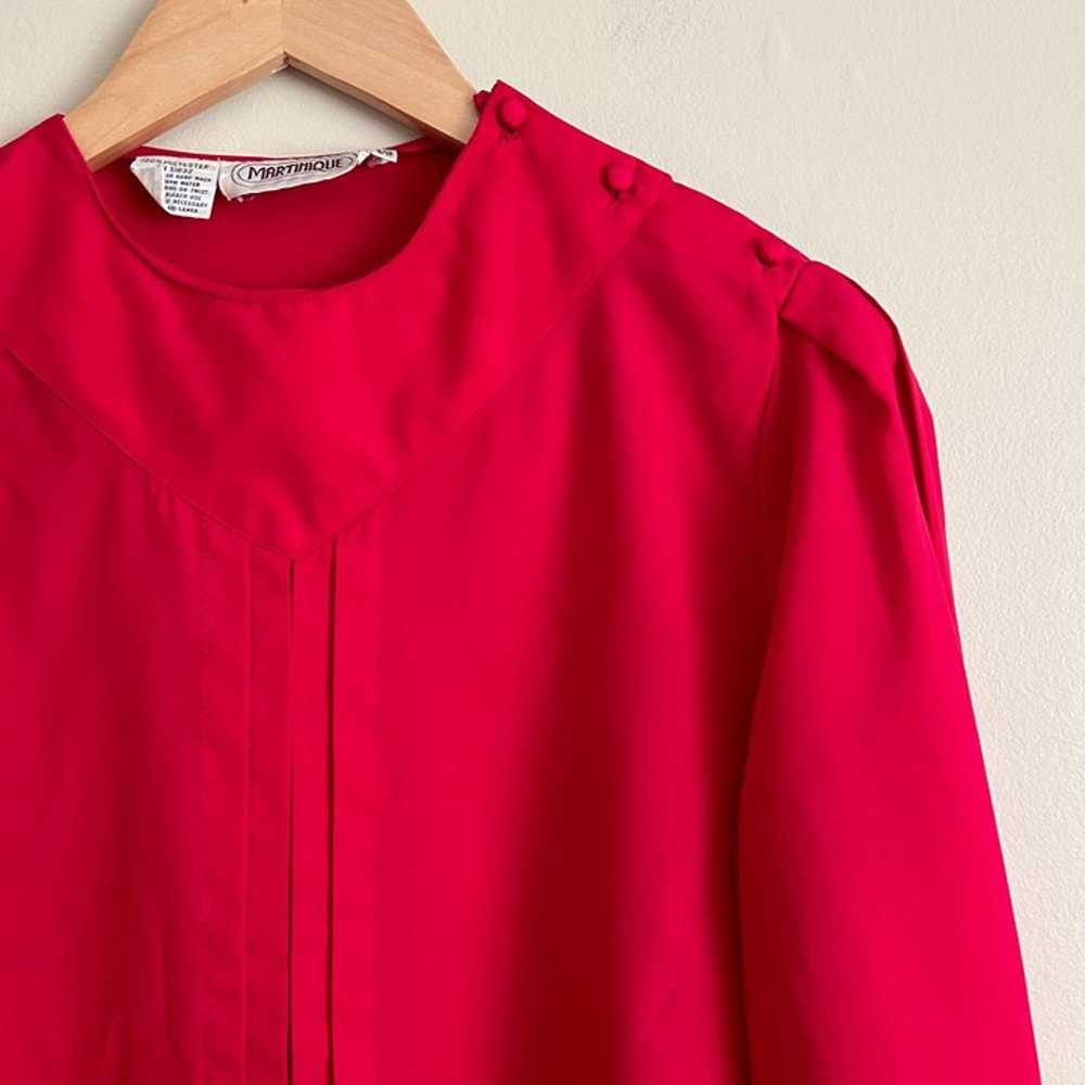 Vintage 80's Cherry Red Long Sleeve Blouse - image 6