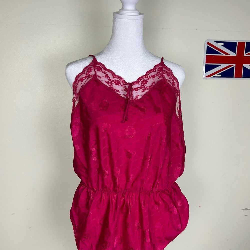 Vintage 90s Avon fuschia pink slip bodysuit size M - image 2