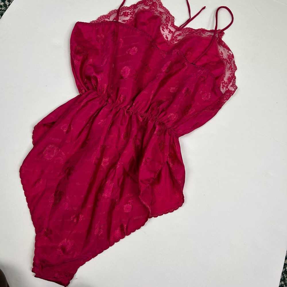 Vintage 90s Avon fuschia pink slip bodysuit size M - image 5