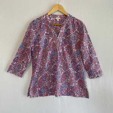 Talbots Popover Tunic Pink & Purple Paisley Print… - image 1