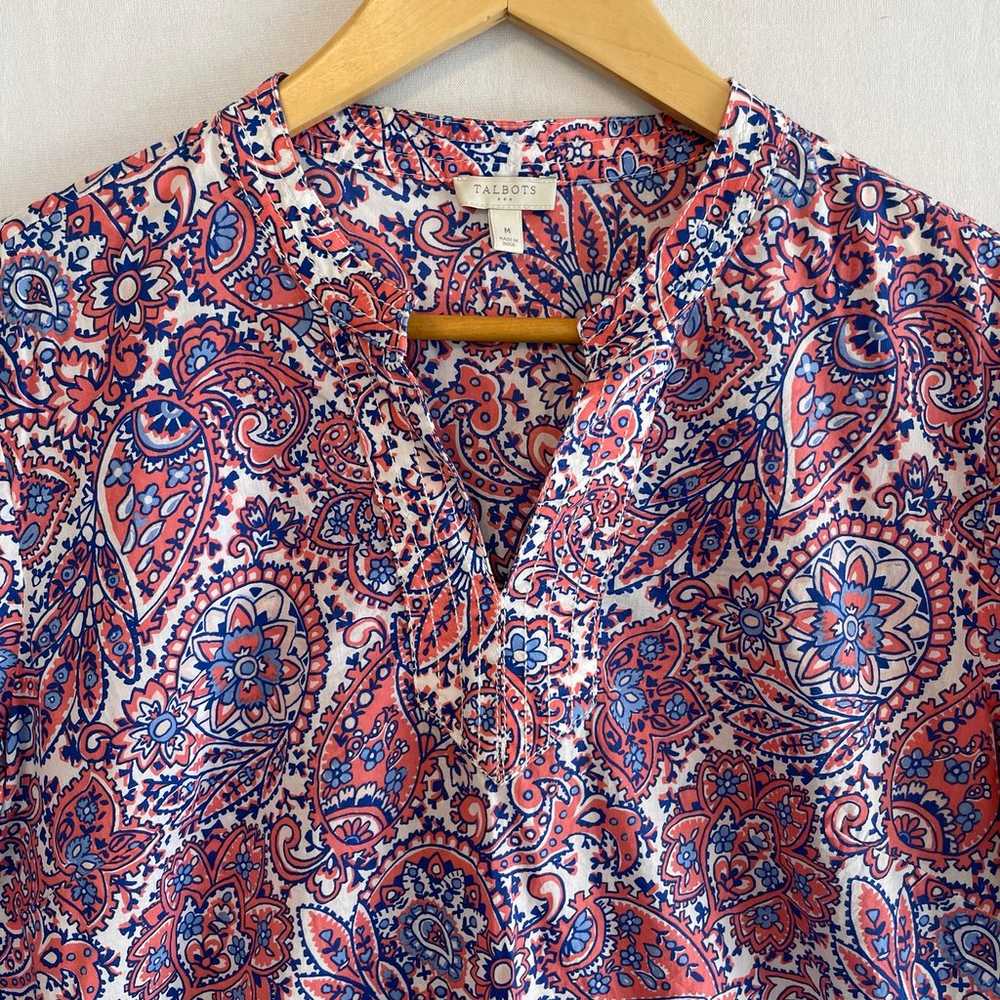 Talbots Popover Tunic Pink & Purple Paisley Print… - image 2