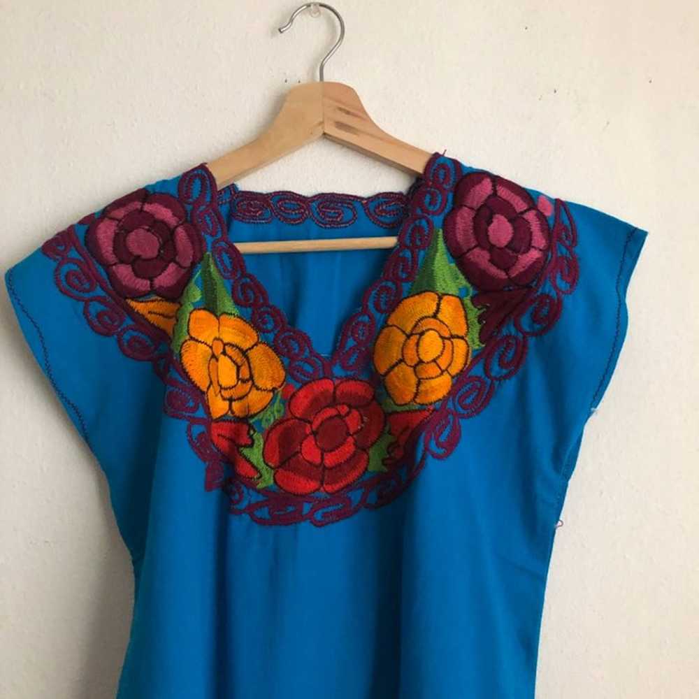 Vintage Mexican embroidered blouse cotto - image 2