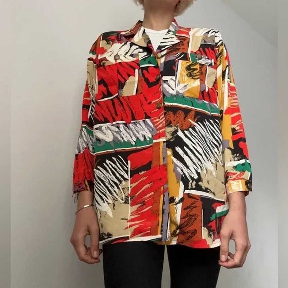 Vintage shirt/Orange/Black/White/Green/Size M - image 1