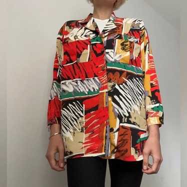 Vintage shirt/Orange/Black/White/Green/Size M - image 1