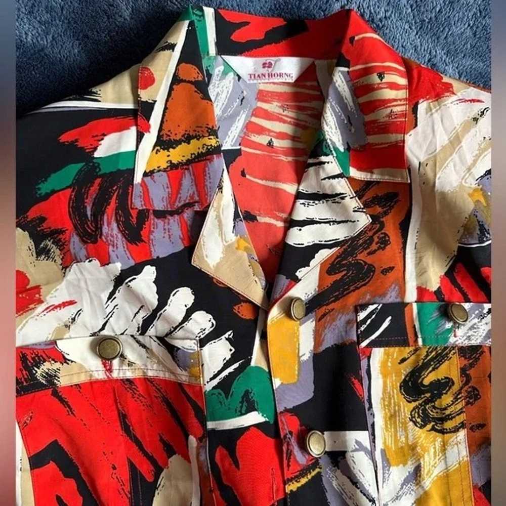 Vintage shirt/Orange/Black/White/Green/Size M - image 2