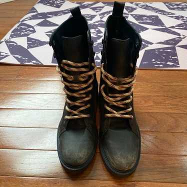 Zara thick leather combat moto boots