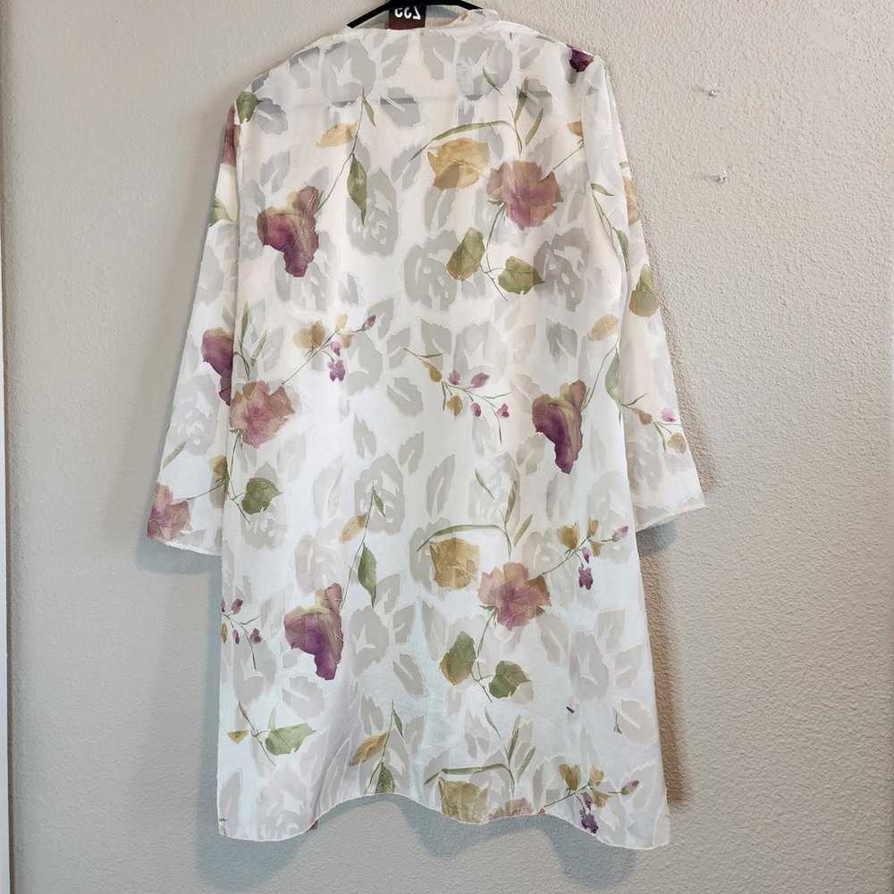 Vintage White Sheer Floral Open Duster. - image 2