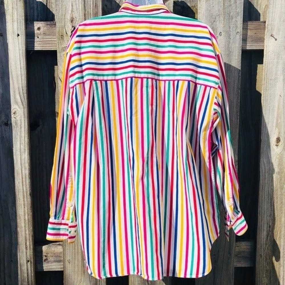 Liz Sport Rainbow Button Down MEDIUM - image 7