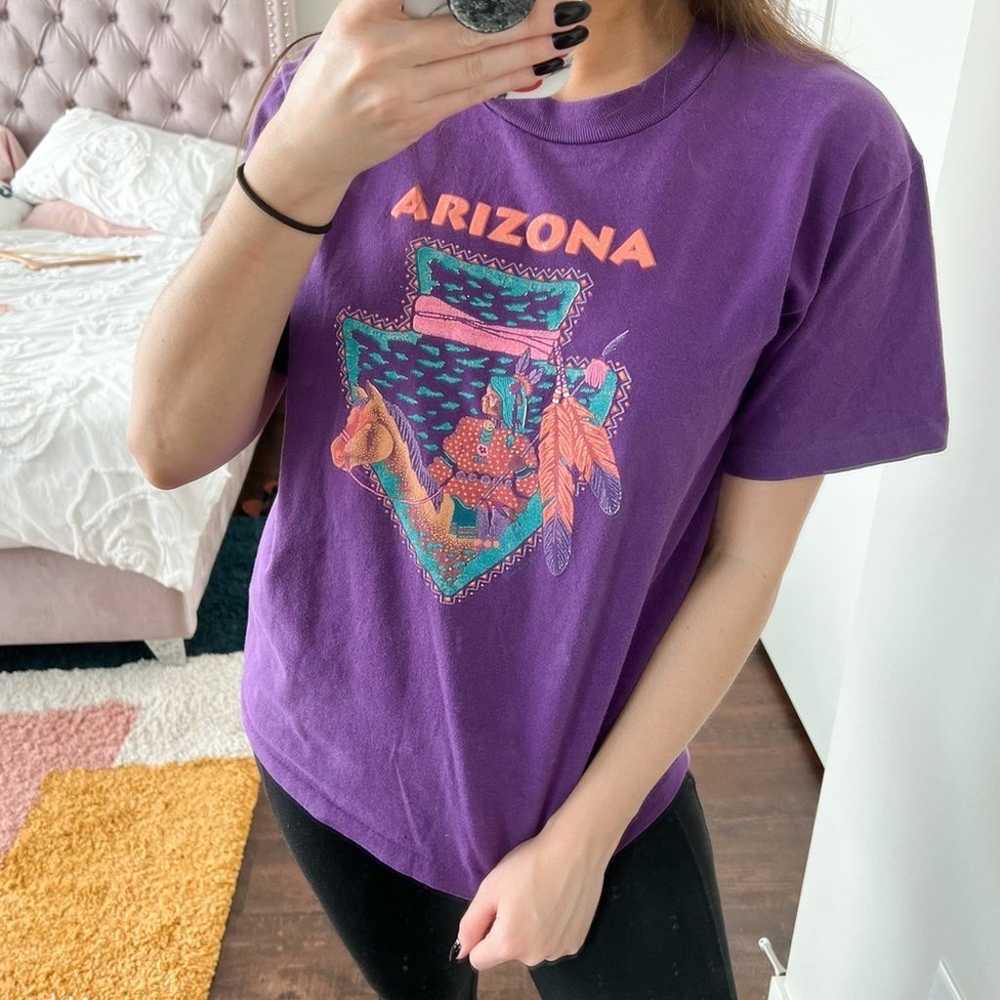 Vintage Single Stitch Purple Arizona Native Ameri… - image 2