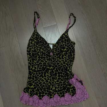 Vintage y2k pink cheetah leopard print lingerie - image 1