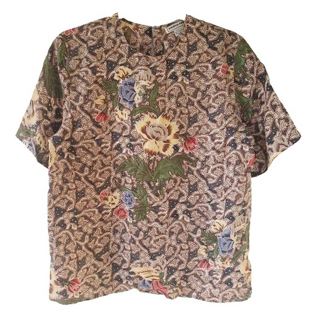 Vintage Nora Noh Womens Hawaiian Top Blouse Silk … - image 1