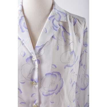 Lavender Flowers Blouse, White, Patterns, Flowers… - image 1