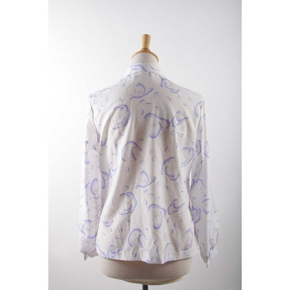 Lavender Flowers Blouse, White, Patterns, Flowers… - image 6