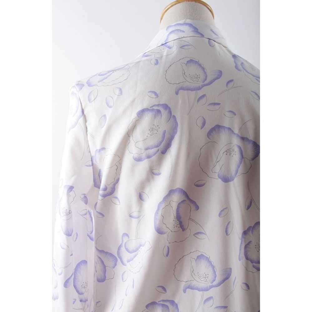 Lavender Flowers Blouse, White, Patterns, Flowers… - image 7