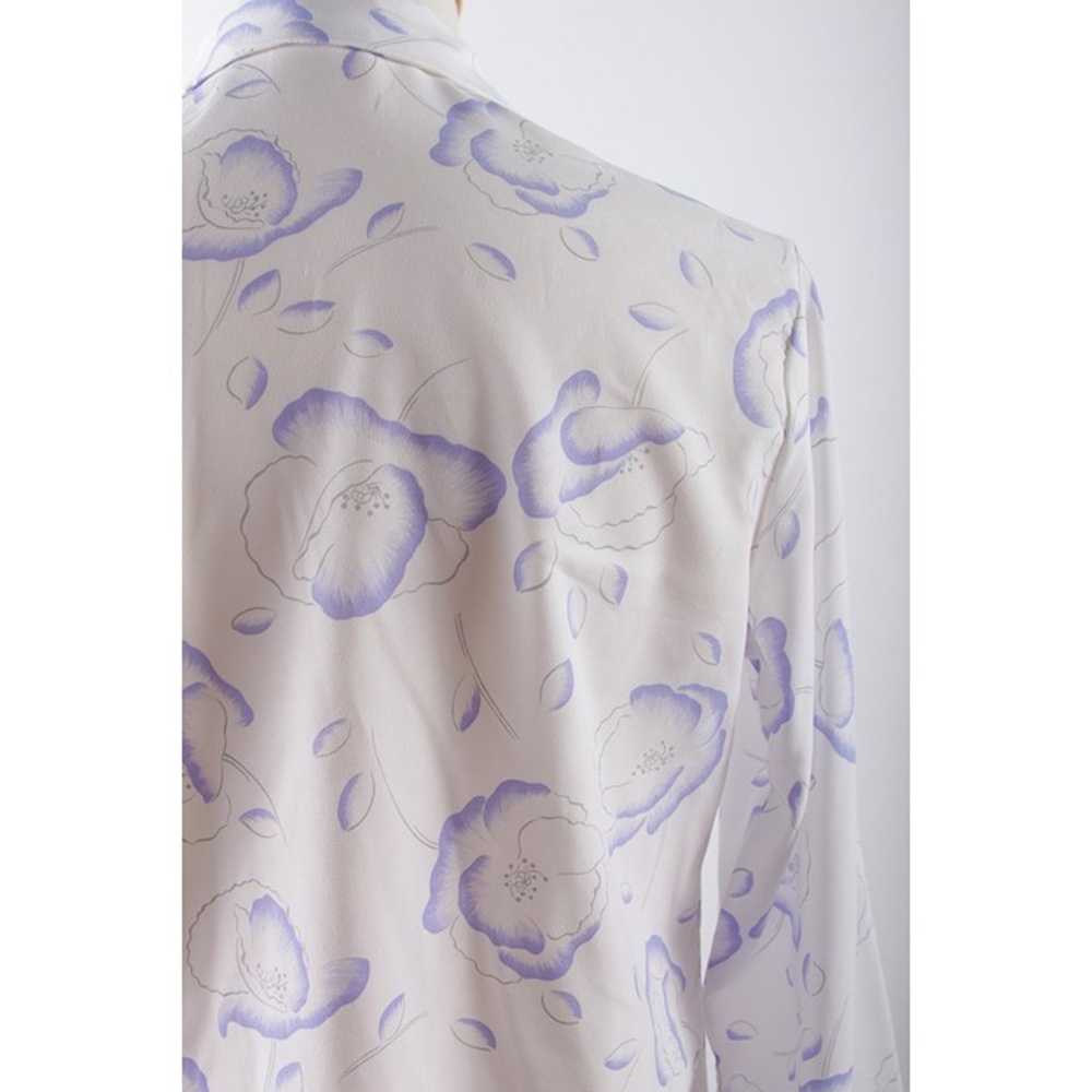 Lavender Flowers Blouse, White, Patterns, Flowers… - image 8