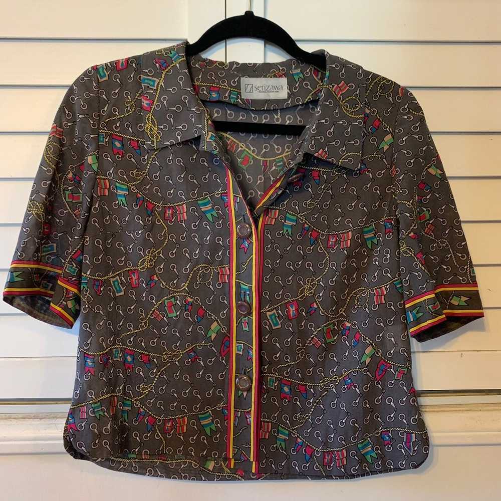 Vintage blouse with chain print - image 1