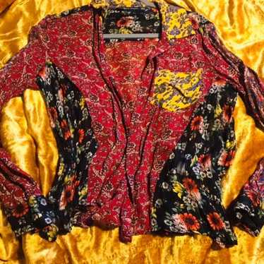 Zara floral patchwork blouse.