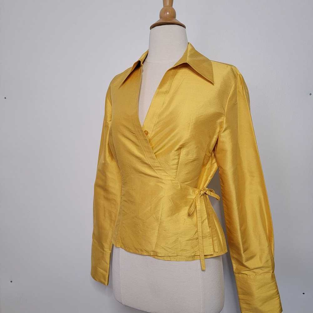 VINTAGE ALLISON TAYLOR 100% SILK YELLOW BLOUSE SI… - image 7