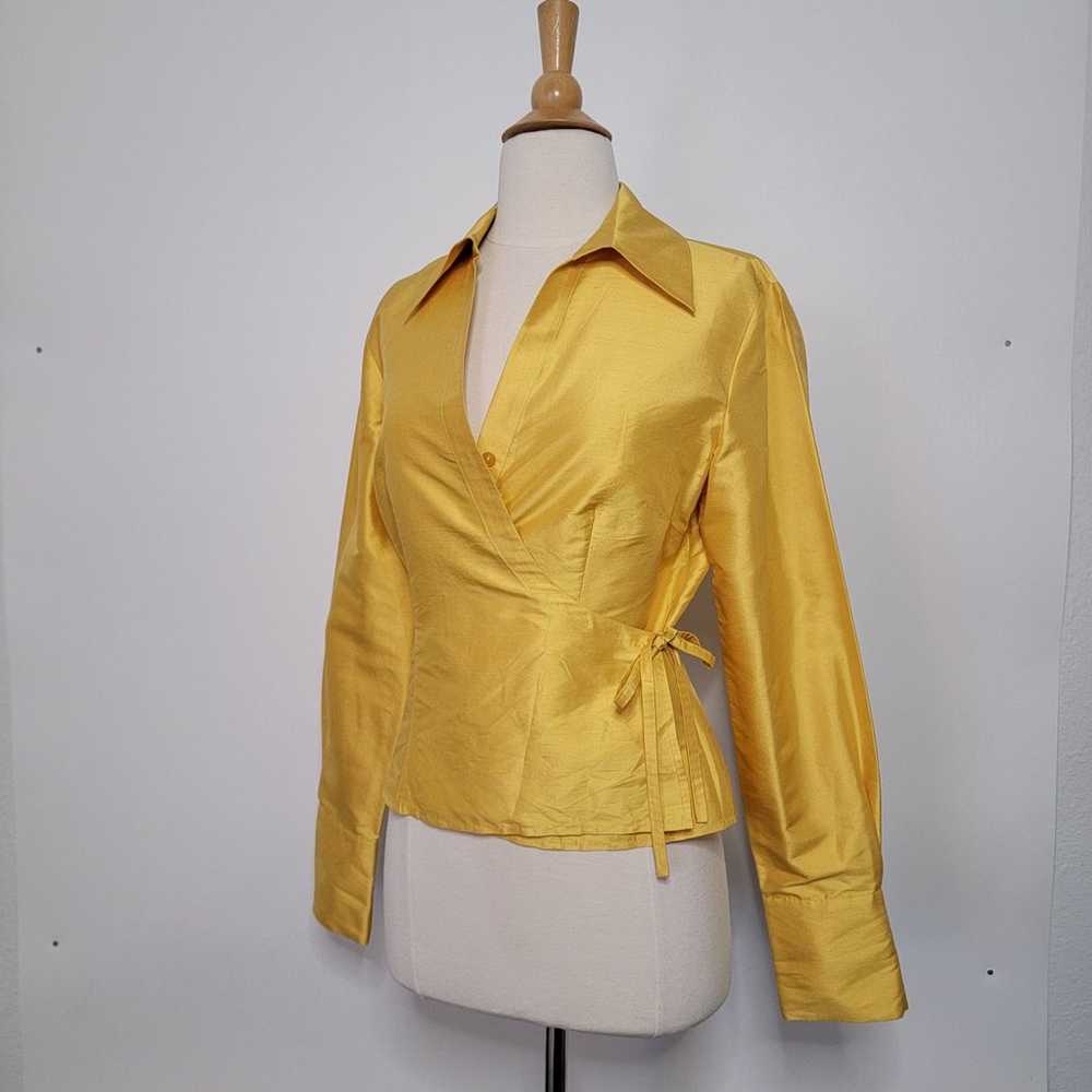 VINTAGE ALLISON TAYLOR 100% SILK YELLOW BLOUSE SI… - image 8