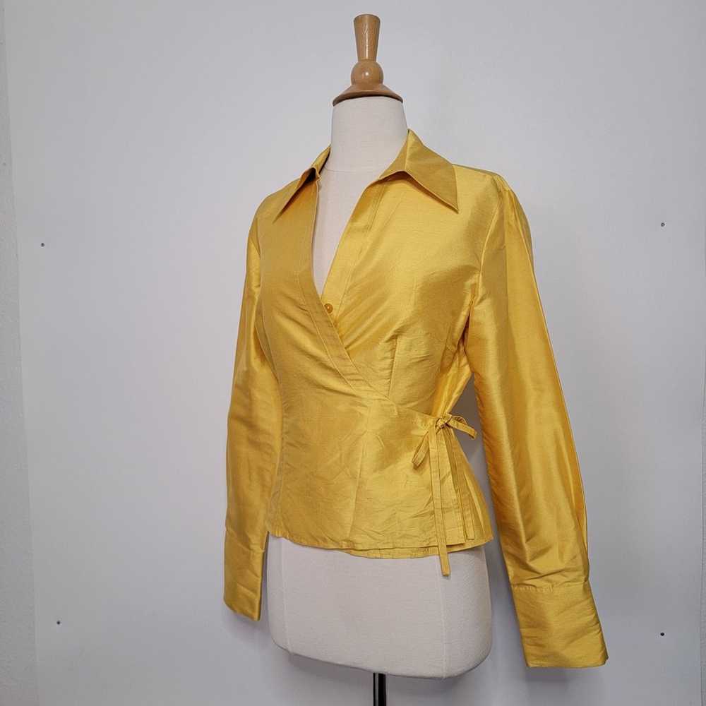 VINTAGE ALLISON TAYLOR 100% SILK YELLOW BLOUSE SI… - image 9