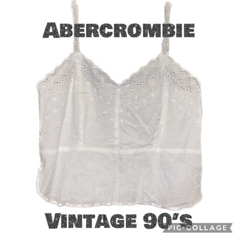 Vintage 90’s Abercrombie & Fitch White Eyelet V-N… - image 1