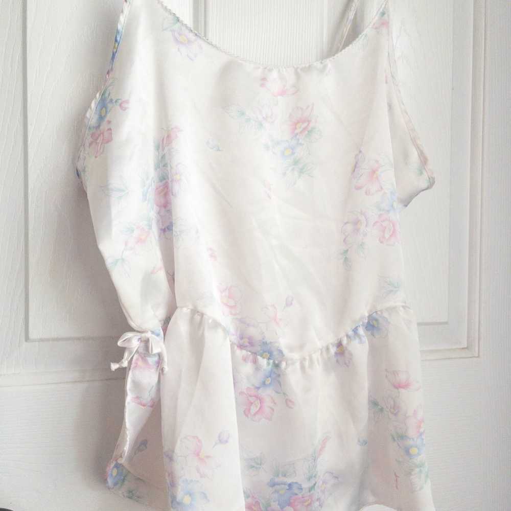 Vintage Nicole white and pastel floral print teddy - image 4