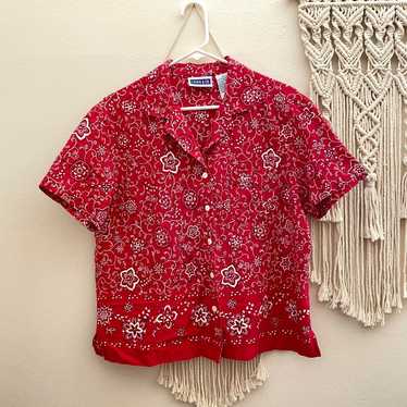 Vintage Erika & Co Bandana Button Up Blouse - image 1