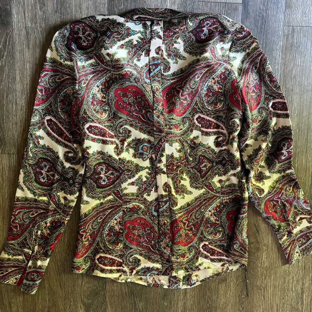 Talbots Womens Ivory Red Green Paisley Silk Long … - image 2