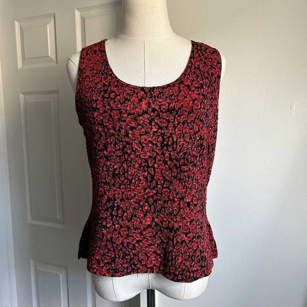 Ronni Nicole Vintage Red Textured Floral Tank Top… - image 1