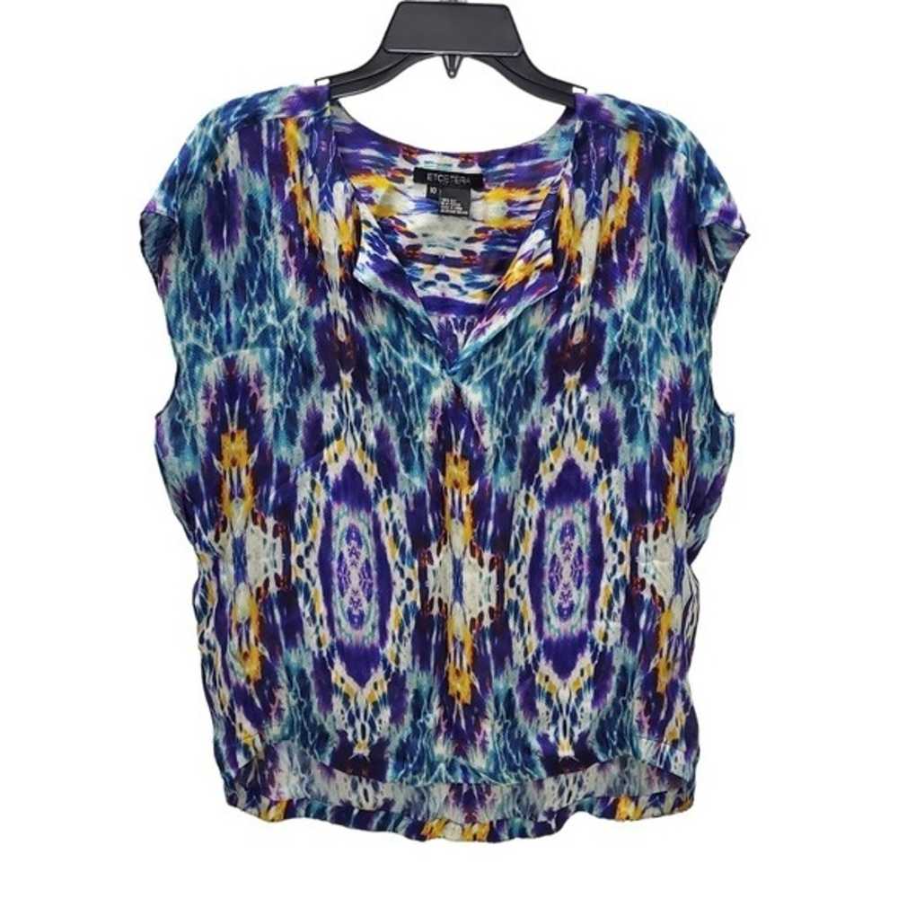 100% Silk Blouse Y2K Acid Drop Tie Dye Print Boho… - image 10